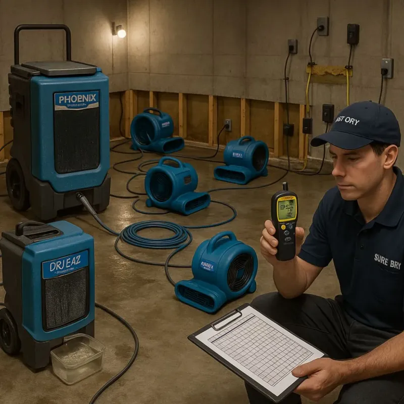 Structural Drying and Dehumidification process in Milton, MA